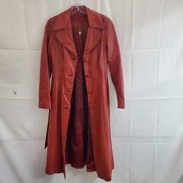 Vintage Red Leather Trench Coat -  8