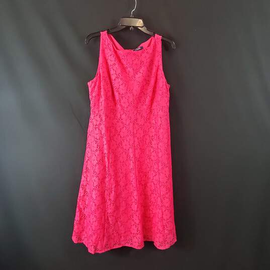 Chaps Women Pink Lace Midi Dress Sz 14 NWT image number 1