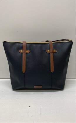 Fossil Leather Zip Closure Tote Bag