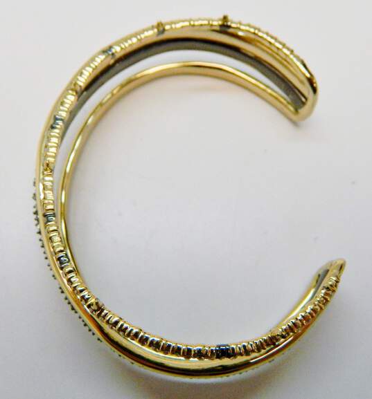 Alexis Bittar Goldtone & Gunmetal Crystals Accented Orbiting Cuff Bracelet 25.4g image number 2