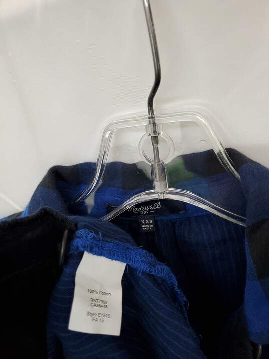 Wm Madewell Jane Buffalo Check Blue Plaid Quarter Button Midi Shirt Sz XXS India image number 3