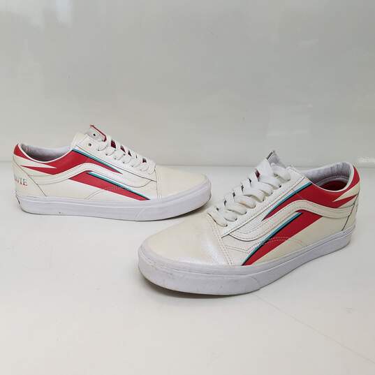 VANS 2019 David Bowie Archive Pearlescent White w/ ZigZag Leather Sneakers W10.5 image number 1