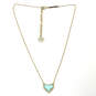 Designer Kendra Scott Gold-Tone Link Chain Turquoise Heart Pendant Necklace image number 2