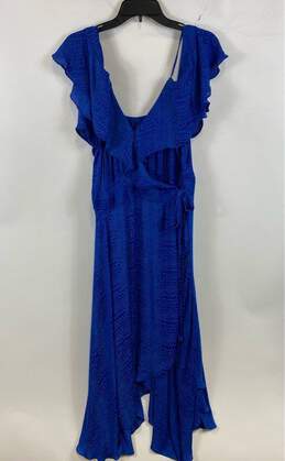 NWT Jennifer Lopez Womens Blue Snake Print V Neck Cold Shoulder Wrap Dress Sz XL