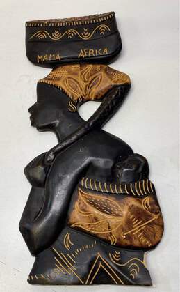 Wood Carving African Women Lot of 2 Handcrafted Wall Plaques Sculptures alternative image