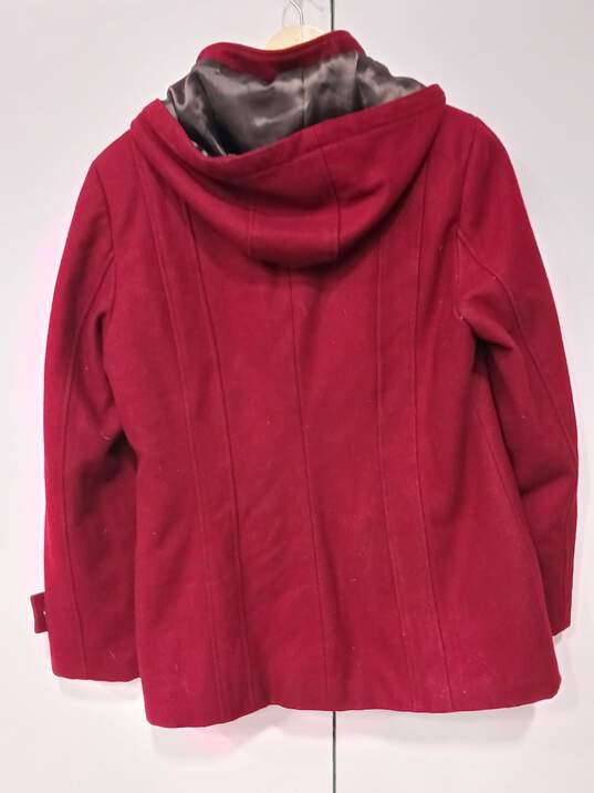 Calvin Klein Women's Red Wool Blend Hooded Coat Size 10 image number 3