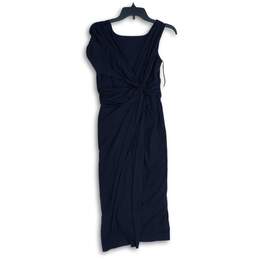 Maggy London Womens Navy Blue Surplice Neck Sleeveless Back Zip Sheath Dress 4