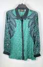 Bob Mackie Unisex Adults Green Floral Long Sleeve Collared Dress Shirt Size L image number 1