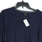 NWT Womens Navy Blue V-Neck Long Sleeve Pullover Sweater Size Medium image number 3