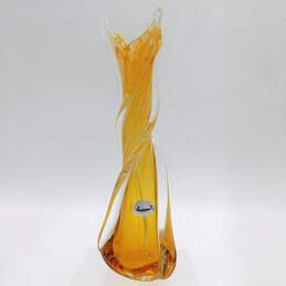 Vintage J.I. Co Venetian Hand Blown Glass Art Swung Vase