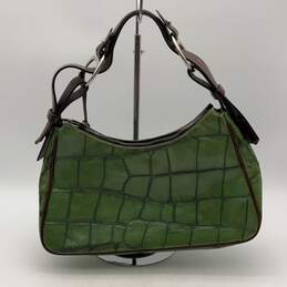Dooney & Bourke Womens Green Crocodile Embossed Leather Zipper Shoulder Bag alternative image