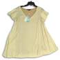 NWT Shore Womens Metallic Gold Cream Shimmer Short Sleeve Swing Mini Dress Sz S image number 1