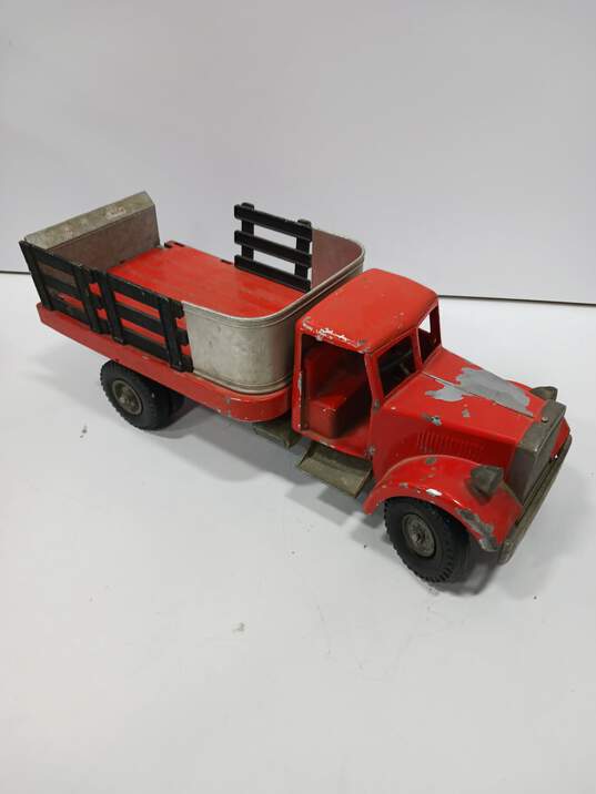 Bundle of 2 Vintage Red Large Toy Trucks/Tractors image number 6