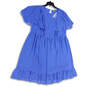 NWT Womens Blue Flutter Sleeve Ruffle Hem Fit & Flare Dress Size 14 image number 4