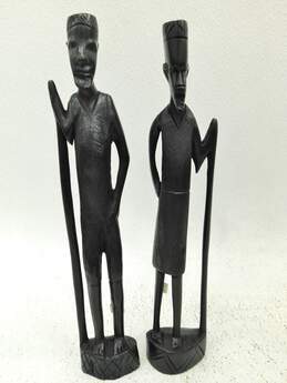 African Tribal Warrior Men And Women Hand Carved Statue Figures Made In Kenya alternative image