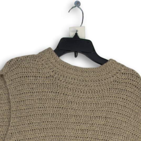 Eileen Fisher Womens Beige Crochet Mock Neck Sleeveless Pullover Sweater Size XL image number 3