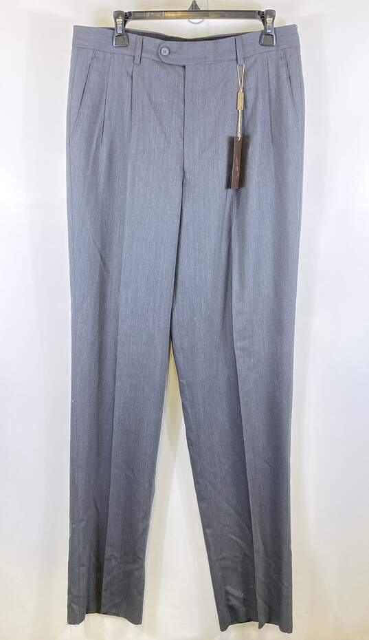 NWT Linea Naturale Mens Gray Wool Pleated Slash Pockets Chino Pants Size 33 image number 1