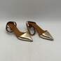 See By Chloe Womens Gold Pointed Toe Kitten Heel Ankle Strap Sandals Sz EU 36.5 image number 3