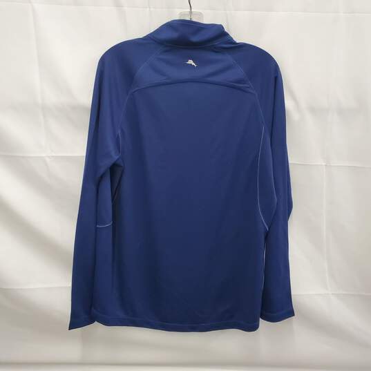 NWT Tommy Bahama MN's Blue Half Zip Firewall Long Sleeve Pullover Size S/P image number 2