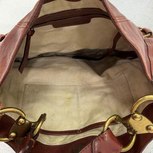 Michael Kors Womens Shoulder Handbag Inner Pockets Brown Gold Leather image number 6