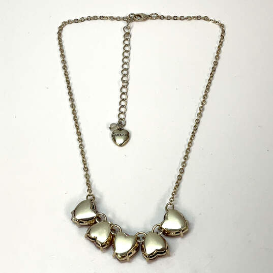 Designer Betsey Johnson Silver-Tone Glitter Hearts Statement Necklace image number 3