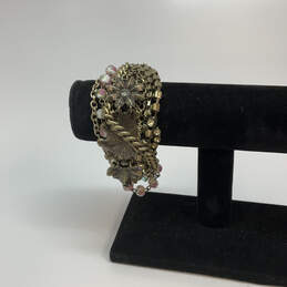 Designer Betsey Johnson Gold-Tone Multi Strand Toggle Clasp Chain Bracelet