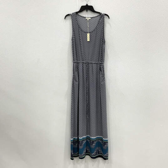 NWT Womens Blue Geometric Sleeveless Scoop Neck Maxi Dress Size Medium image number 1