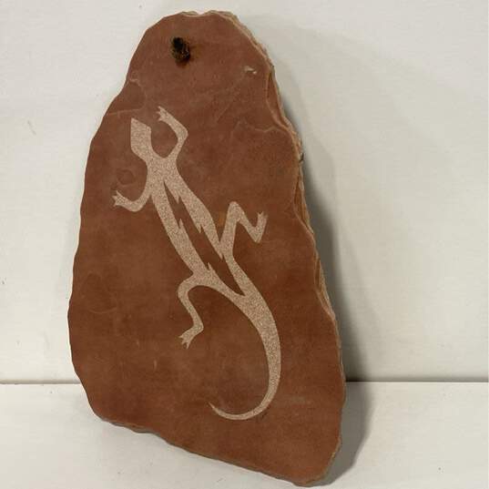 Handcrafted Sandstone Hugging Wall Art 19in Long Petroglyph Signed Laine-1997 image number 3