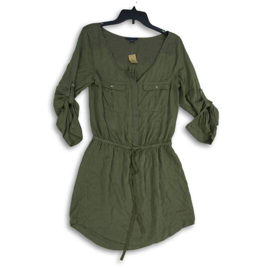 NWT American Eagle Outfitters Womens Green Roll Tab Sleeve Mini Dress Size Small image number 1