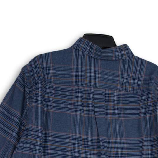NWT Eddie Bauer Mens Blue Orange Plaid Long Sleeve Button-Up Shirt Size XL image number 4