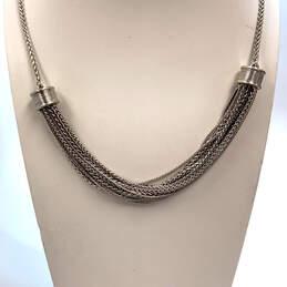 Designer Lucky Brand Silver-Tone Multi Strand Wheat Chain Necklace