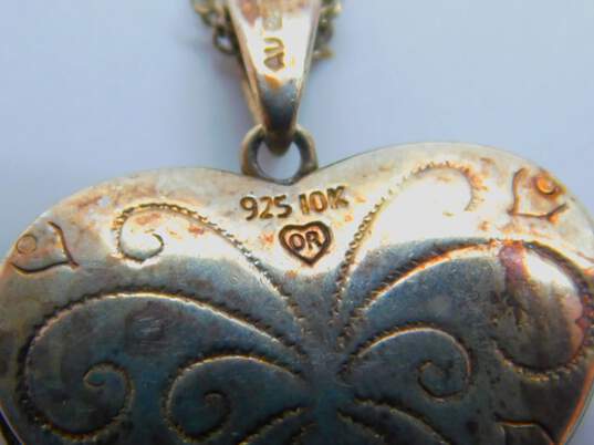 Sterling Silver & 10K Yellow Gold Love Heart Pendant Necklace 6.1g image number 5