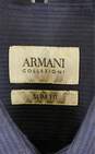 Armani Collezioni Men Navy Blue Striped Button Up Shirt XXL image number 3