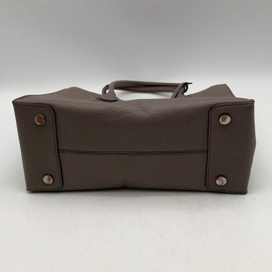 Michael Kors Womens Mercer Gray Leather Lock Charm Convertible Tote Handbag image number 6
