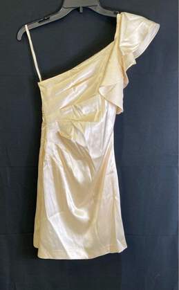 Adrianna Papell Womens Ivory One Shoulder Satin Asymmetrical Midi Dress Size XS alternative image