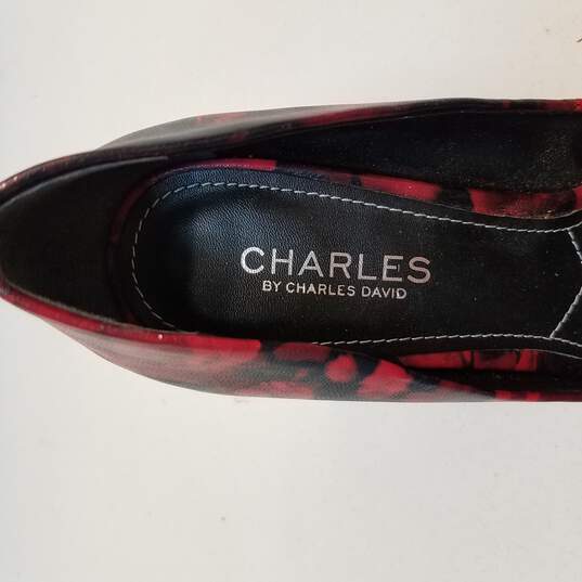 CHARLES By Charles David Stiletto Heels Black Red Roses image number 8
