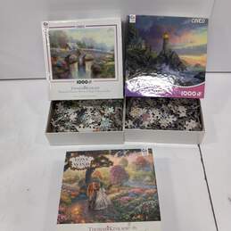 Cearco Thomas Kincaid Jigsaw Puzzles Assorted 3pc Lot