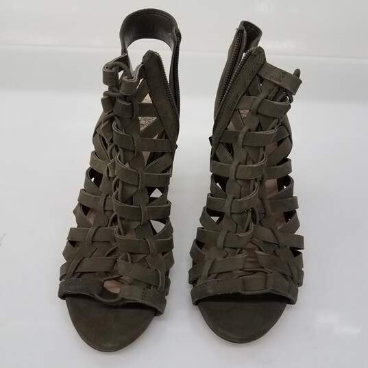 Vince Camuto Elishan Women's Size 5 Greenish Brown Leather Strap Upper Heels image number 7