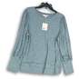 NWT LC Lauren Conrad Womens Blouse Top Round Neck Pullover Teal Heather Size XXL image number 1