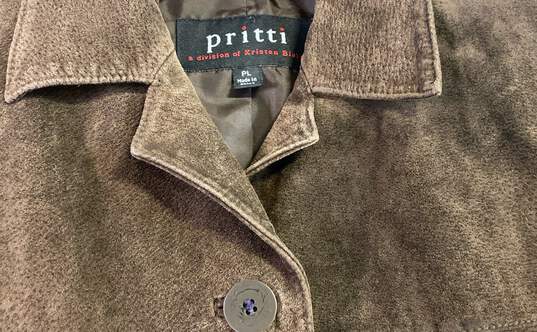 Pritti by Kristen Blake Womens Brown Leather Long Sleeve Collared Jacket Size PL image number 5
