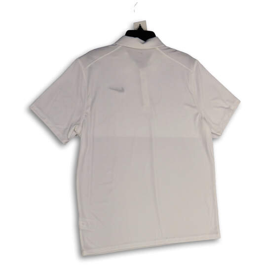 Mens White Dri-Fit Collared Short Sleeve Tennis Polo Shirt Size Large image number 2