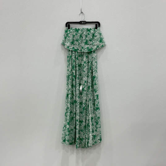 Womens Green Strapless Side Slit Floral Pullover Maxi Dress Size Small image number 2