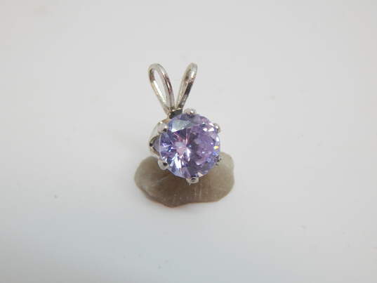 Contemporary 925 Amethyst & Diamond Accent Heart & Purple CZ Pendants Necklace Drop Earrings & Twisted Herringbone Chain Bracelet 10.4g image number 7