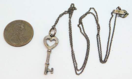 Tiffany & Co 925 Sterling Silver Open Heart Key Pendant Necklace 2.9g image number 7