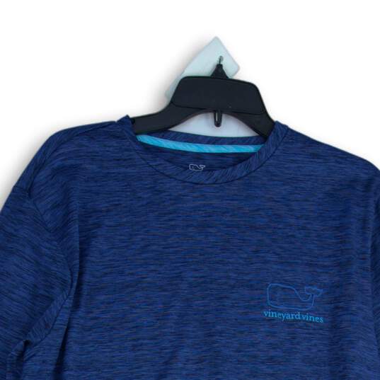 Vineyard Vines Mens Blue Heather Crew Neck Long Sleeve Pullover T-Shirt Size M image number 3