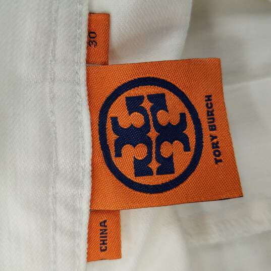 Buy the Tory Burch Women White Straight Leg Jeans 30 | GoodwillFinds