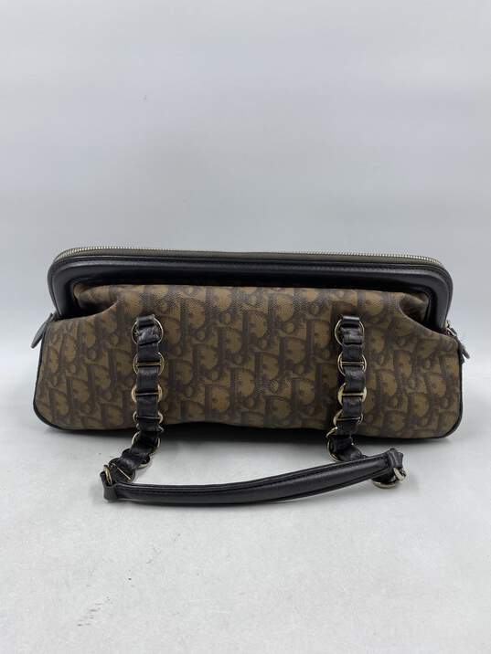 Authentic Christian Dior Brown PVC Trotter Romantic Handbag image number 2