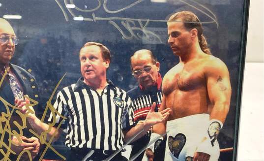 Framed 8x10 Photo Signed by Shawn Michaels HBK, Bret Hart & Earl Heffner image number 5