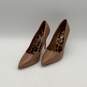 Womens Tan Leather Cheetah Print Soles Pointed Toe Stiletto Pump Heels Size 8.5 image number 1