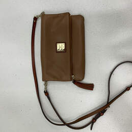 DOONEY & BOURKE Wayfarer Foldover Nylon Crossbody Bag Leather Trim Beige  Khaki